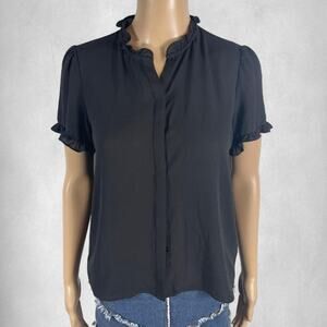 Tahari black blouse with ruffles